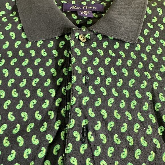 Alan Flusser Polo paisley motif Pattern Green/navy Size Medium - Picture 4 of 8